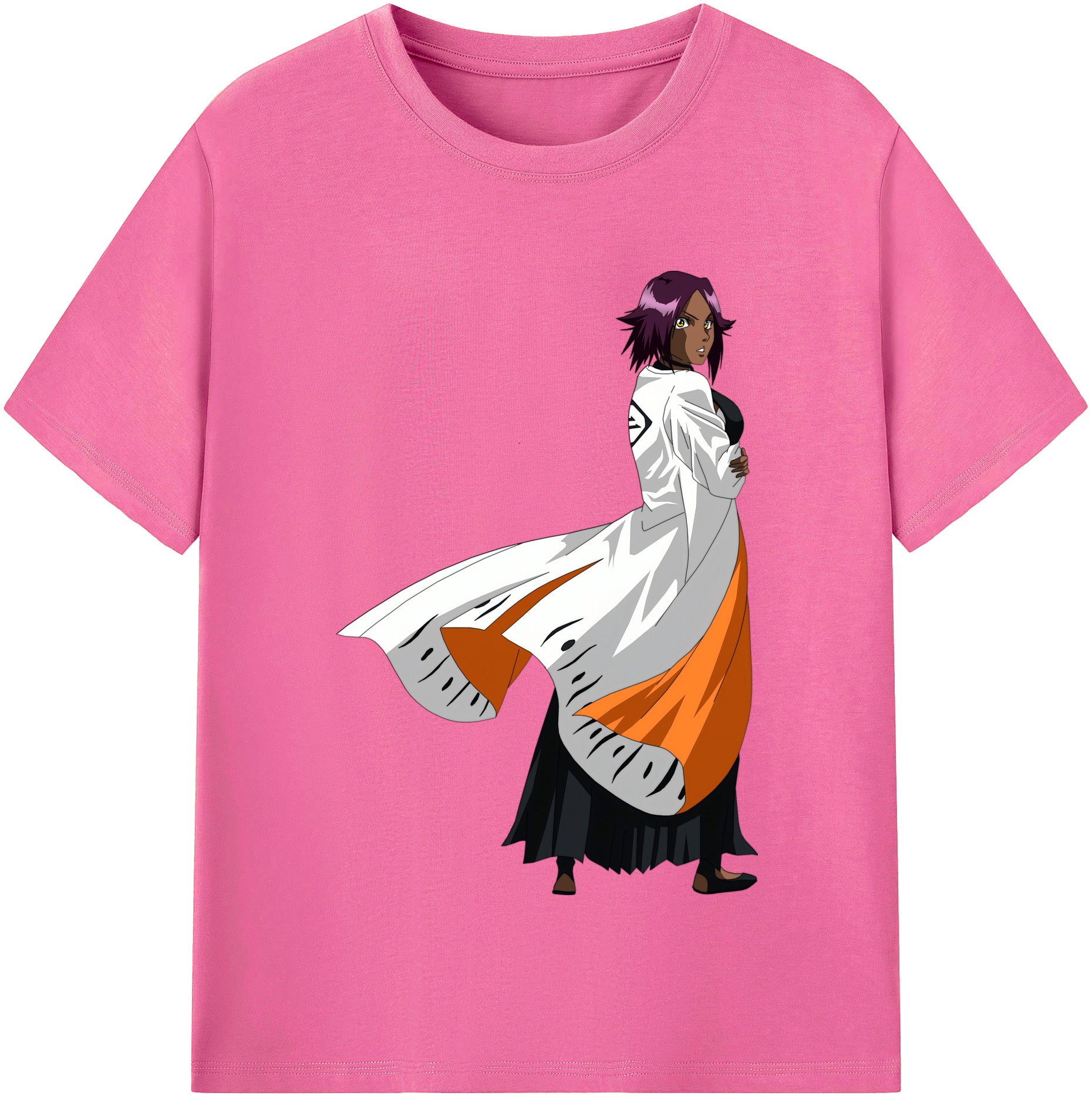 （画像用） ブリーチ 四楓院 夜一（しほういん よるいち） BLEACH Shihouin Yoruichi レディースカジュアルプリントTシャツ（綿100％）